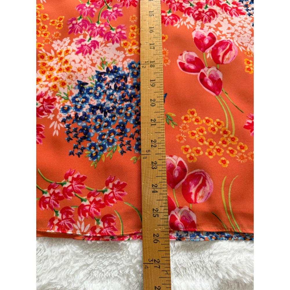 Cynthia Rowley Orange Floral Halter Neck Sleeveless Blouse Large EUC - Picture 8 of 9